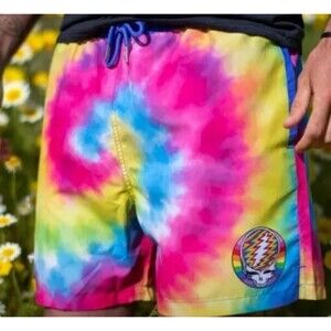Grateful Dead Tie Dye Stealie Swim Trunk Section 119 Mens Sz XXL